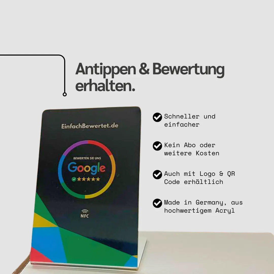 GOOGLE BEWERTUNG AUFSTELLER (NFC) Einfachbewertet