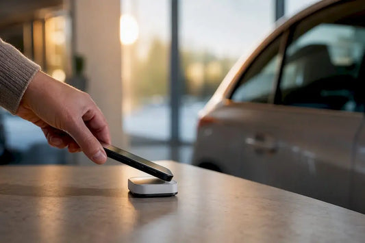 Kunde beginnt Bewertung im Autohaus