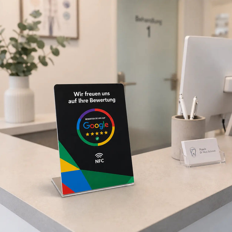 GOOGLE BEWERTUNG AUFSTELLER (NFC) Einfachbewertet